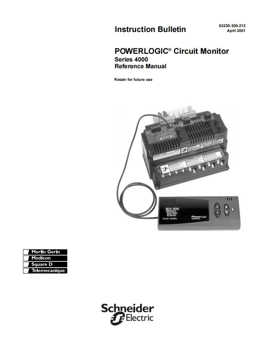 PowerlogicCM4000CircuitMonitor参考说明书手册