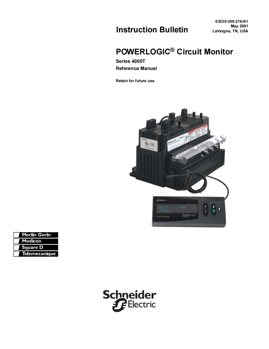PowerlogicCM4000TCircuitMonitor安装说明书手册