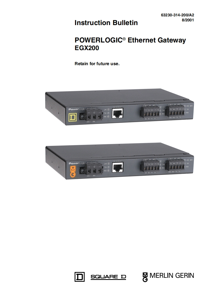 PowerlogicEGXEthernetGateway安装说明书手册