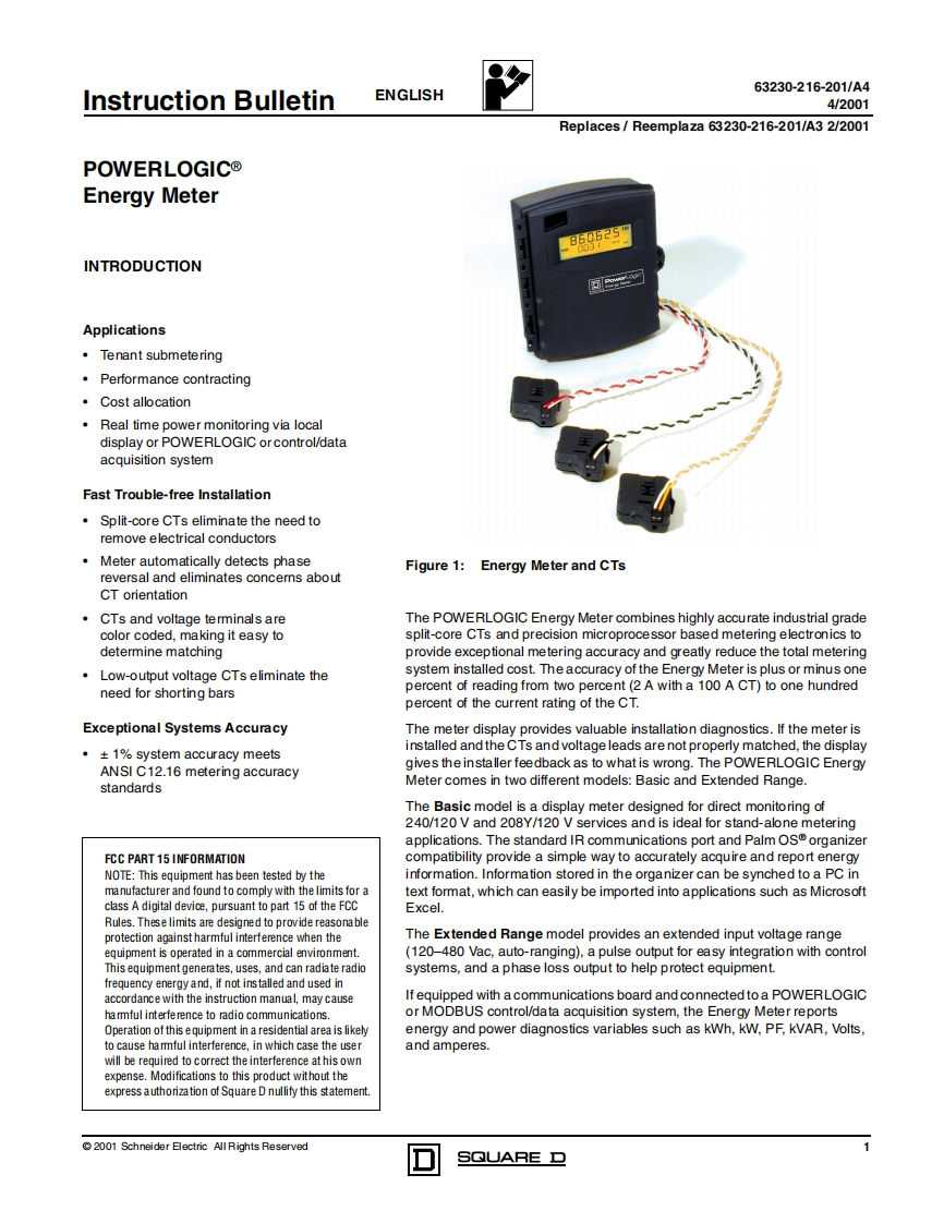 PowerlogicEnergyMeter安装说明书手册
