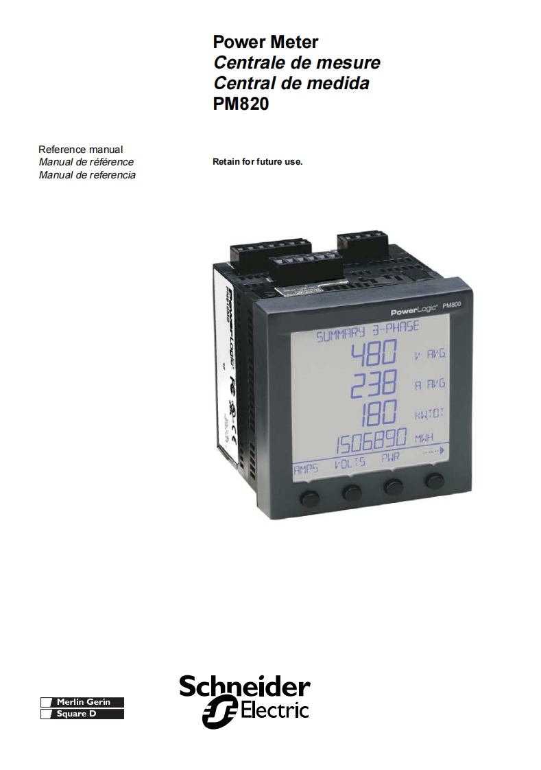 PowerlogicPowerMeter800参考说明书手册