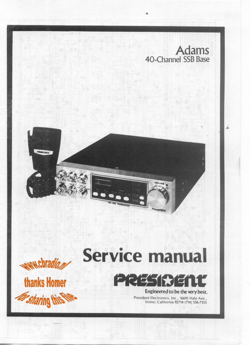 President_Adams_Homer_ENG维修说明书手册含电气原理图