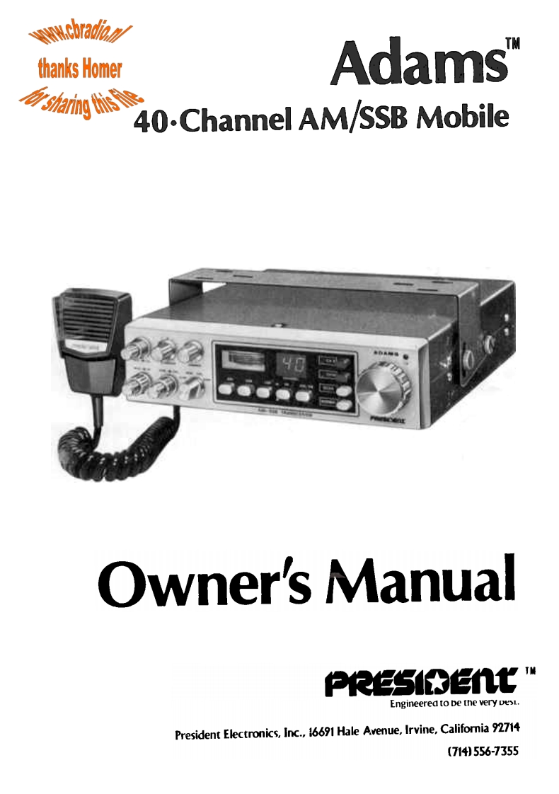 President_Adams_USA_version_Homer_使用说明书手册