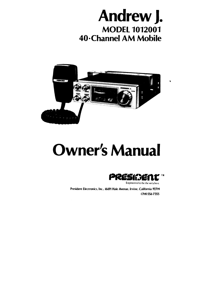 President_Andrew_J_Manual操作说明书手册