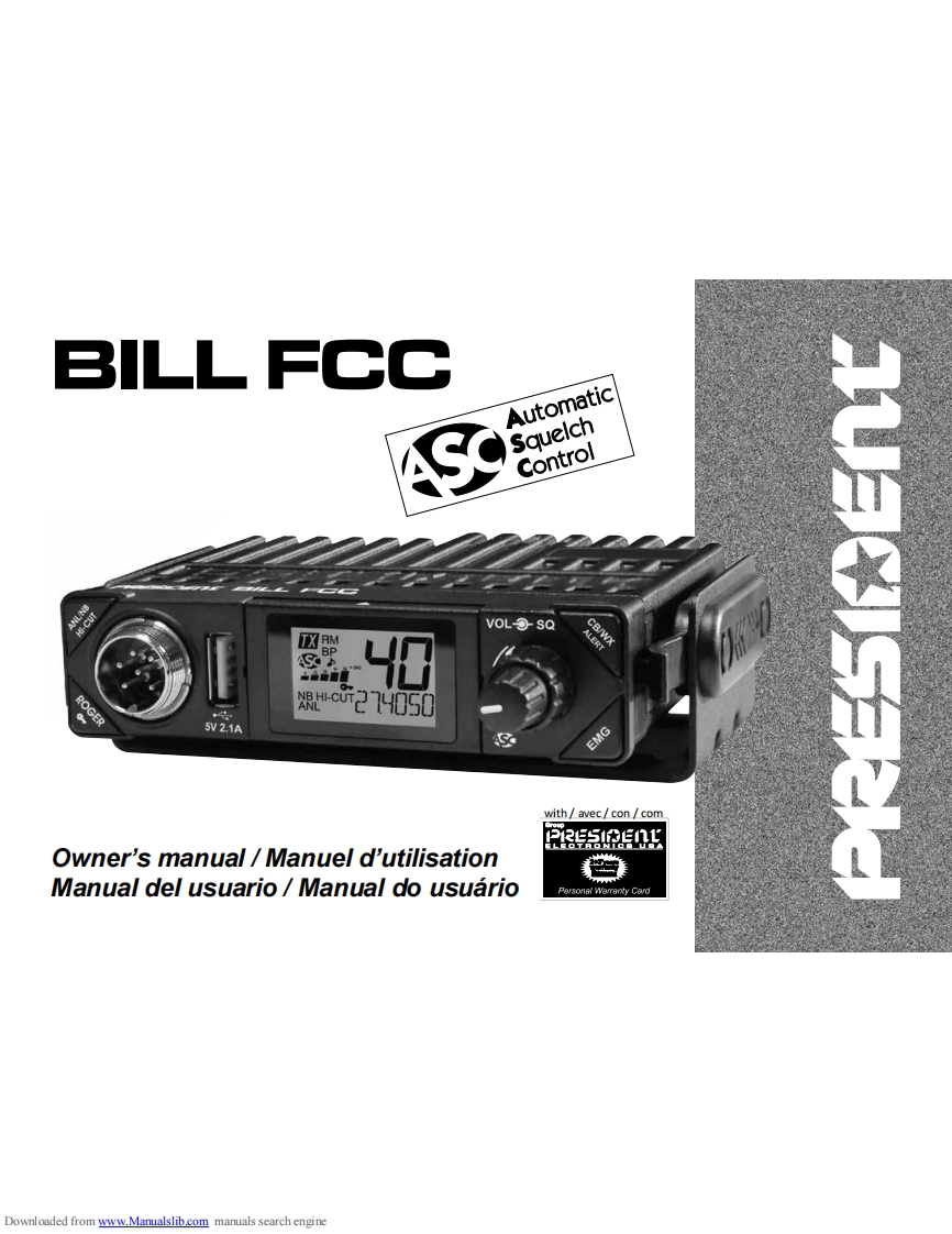 President_Bill_FCC_Manual操作说明书手册