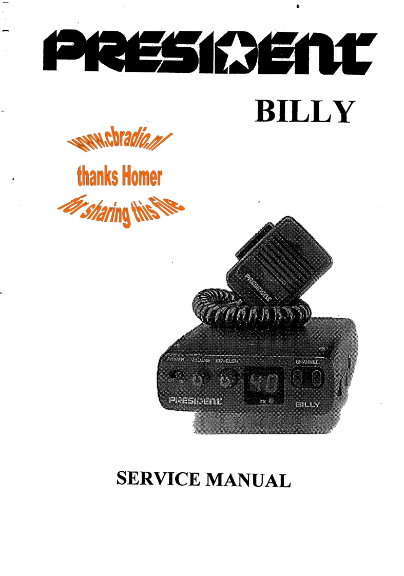 President_Billy_Homer_ENG维修说明书手册含电气原理图