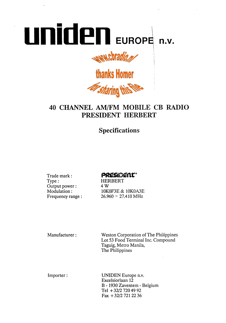 President_Herbert_PA0378_PA301_Homer_ENG维修说明书手册含电气原理图