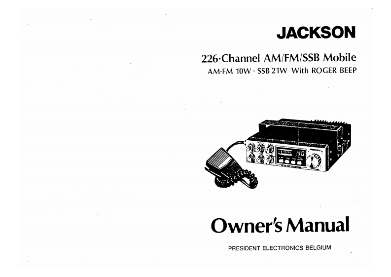 President_Jackson_(226ch)_Manual操作说明书手册