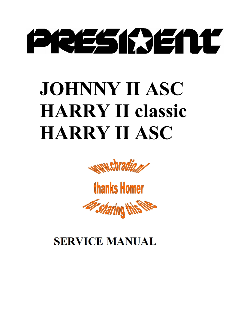 President_Johnny_2_ASC_Harry_2_Classic_Harry_2_ASC_Homer_ENG维修说明书手册含电气原理图