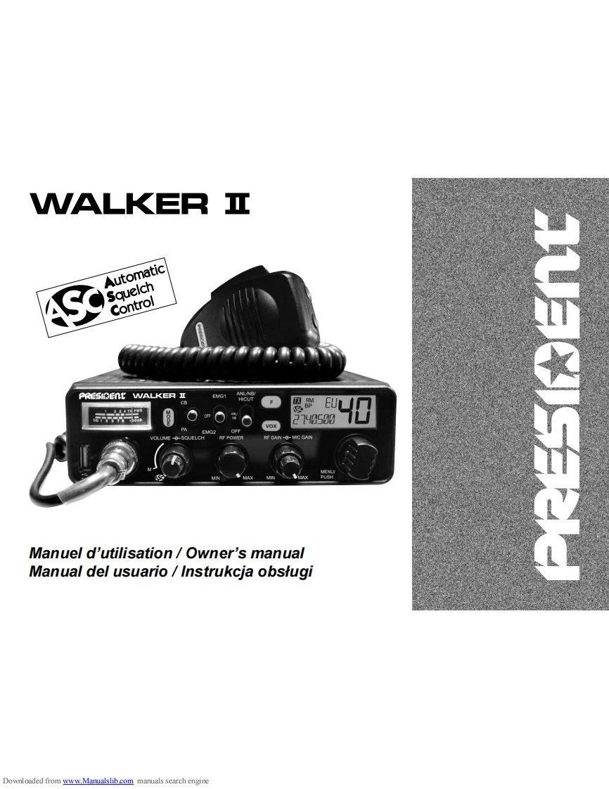 President_Walker_II_Manual操作说明书手册