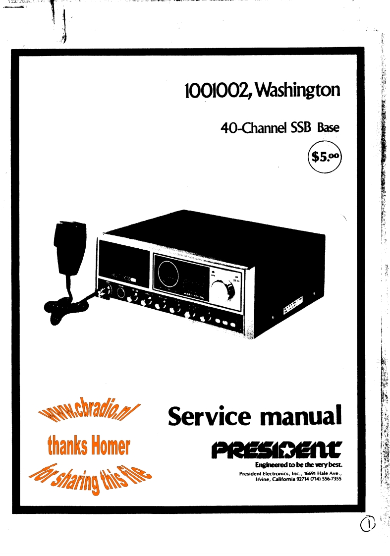 President_Washington_MB8719_Homer_ENG维修说明书手册含电气原理图