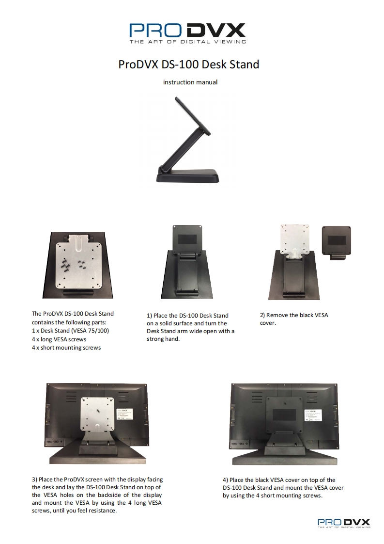 ProDVX-DS-100-Desk-Stand-操作说明书手册