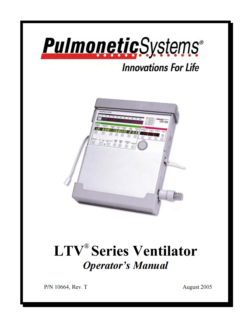 Pulmonetics-LTV-Ventilator-操作说明书手册