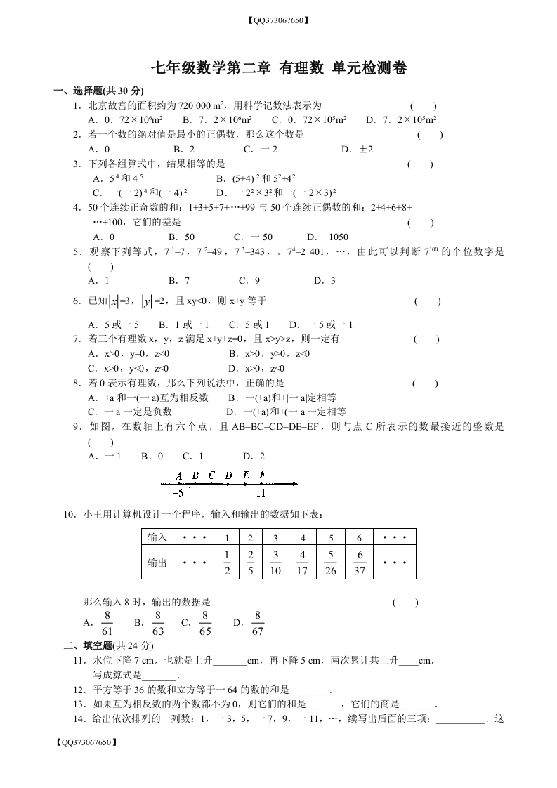 QQ373067650】人教版初一第二章有理数单元检测（E）_20200918201110新质力文库 - 聚焦新质生产力发展的数字化知识库_行业洞察 / 理论成果 / 实践指南免费下载新质力文库