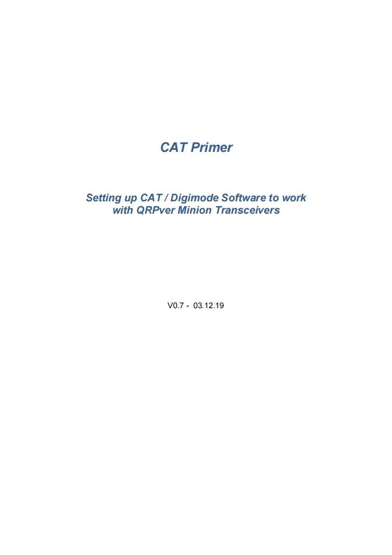 QRPver_DC-3001_Minion_mini_CAT_使用说明书手册_2019