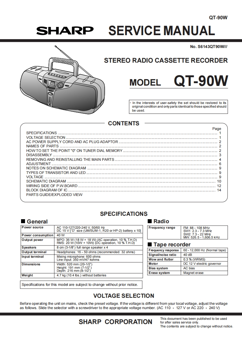 QT-90W维修手册含电器原理图