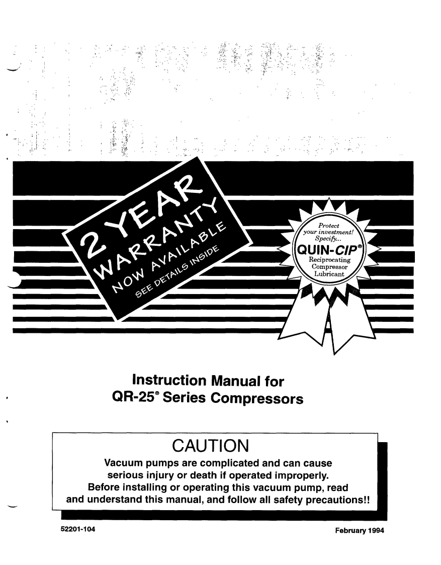 Quincy-QR25-Compressor-Instruction-操作说明书手册