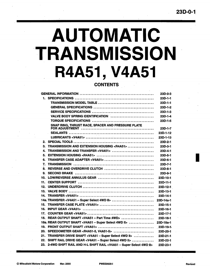 R4A51-V4A51变速箱维修手册l