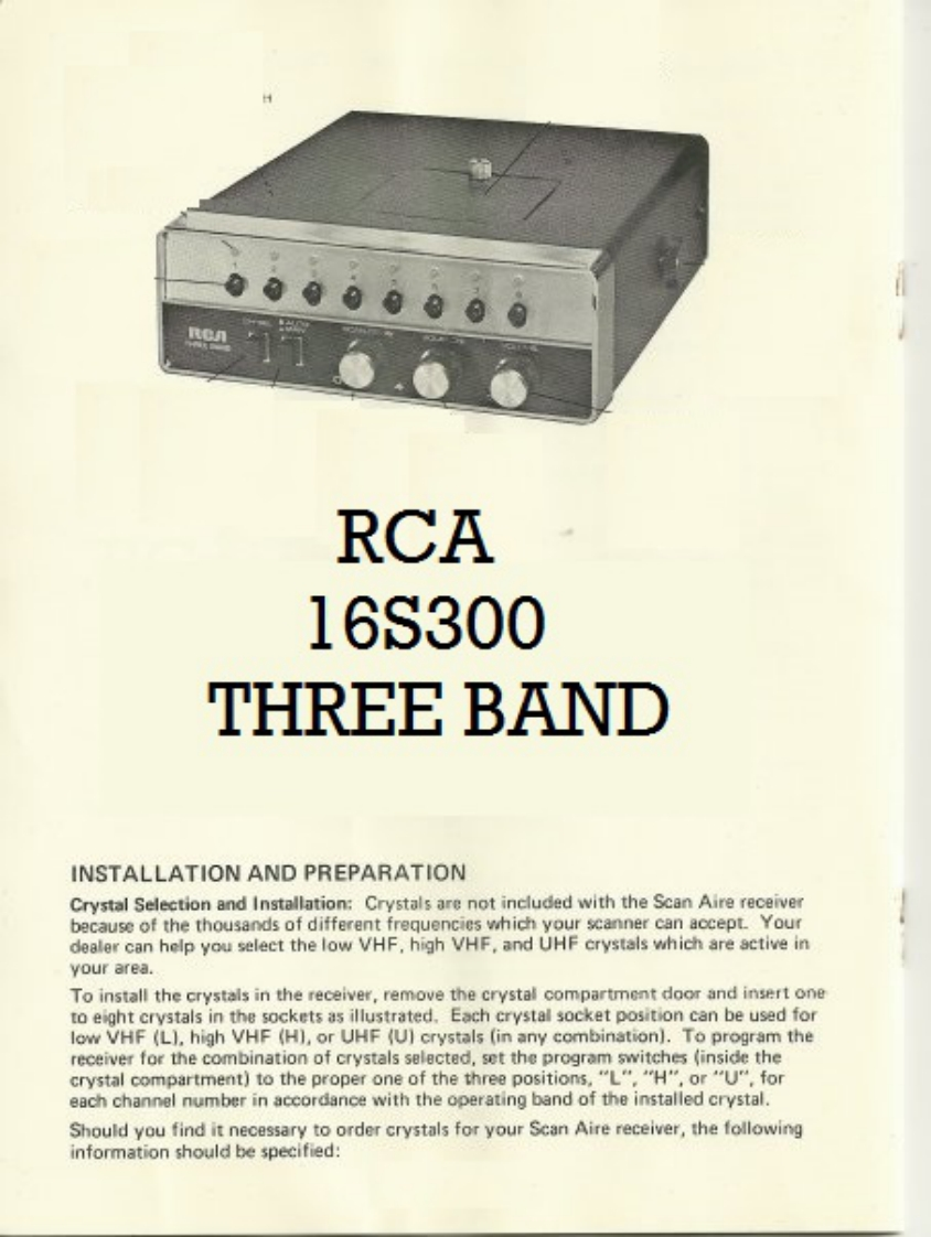 RCA_16S300_Manual操作说明书手册