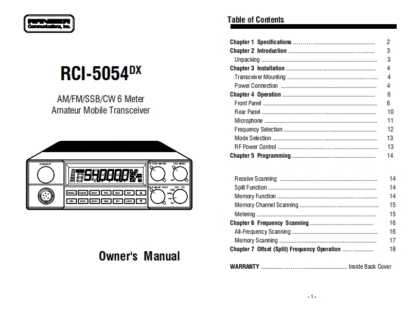 RCI-5054DX_Manual操作说明书手册