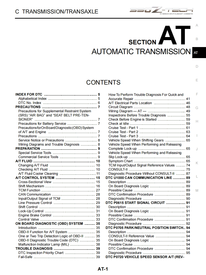 RE5R05A变速箱维修手册