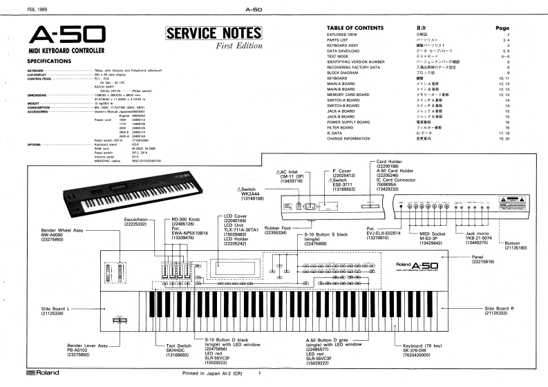 ROLAND_A-50_维修手册电器原理图