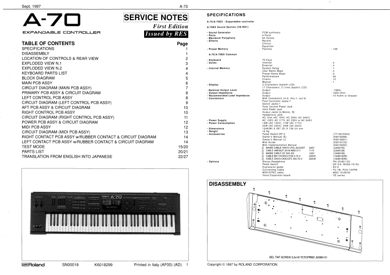 ROLAND_A-70_维修手册电器原理图