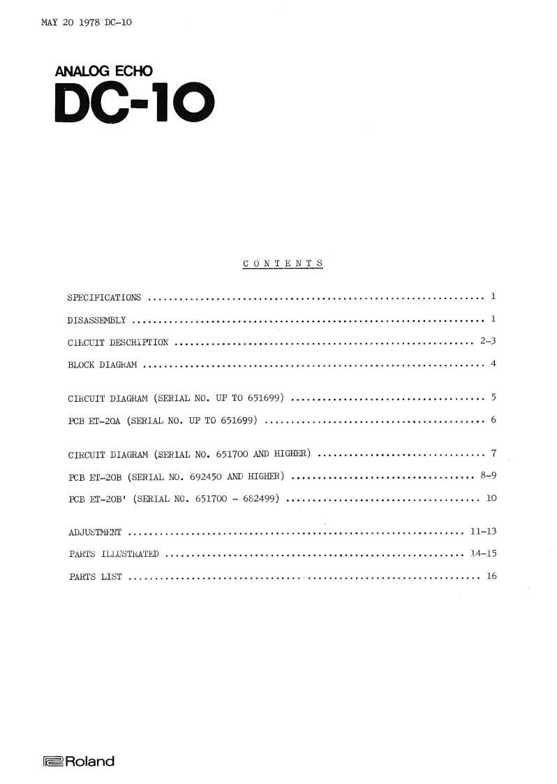 ROLAND_DC-10_维修手册电器原理图