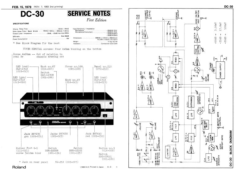 ROLAND_DC-30_维修手册电器原理图