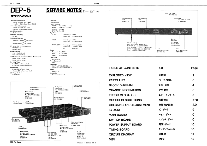 ROLAND_DEP-5_维修手册电器原理图