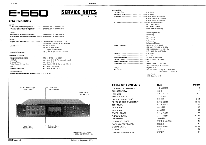ROLAND_E-660_维修手册电器原理图