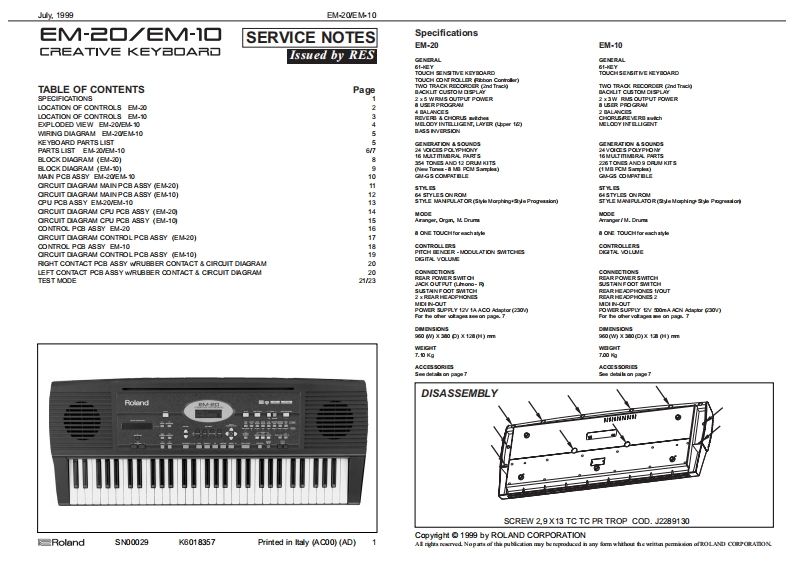 ROLAND_EM-10_维修手册电器原理图