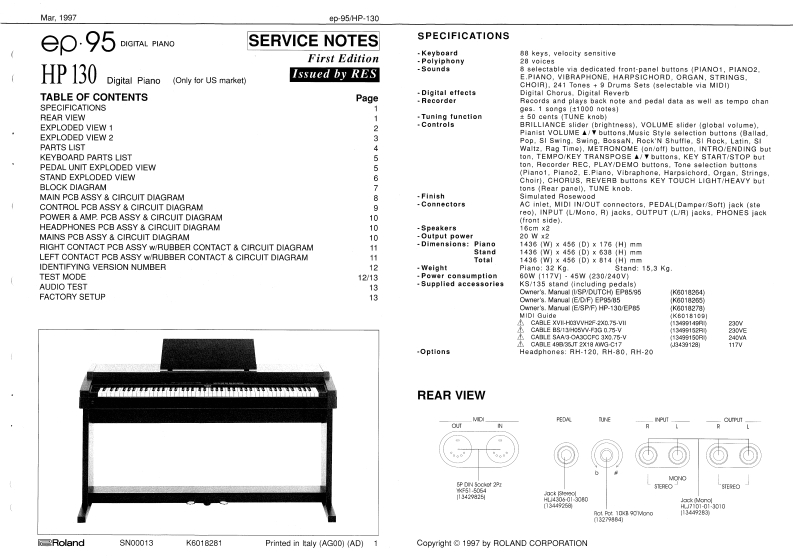 ROLAND_EP-95_维修手册电器原理图