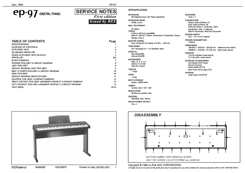 ROLAND_EP-97_维修手册电器原理图