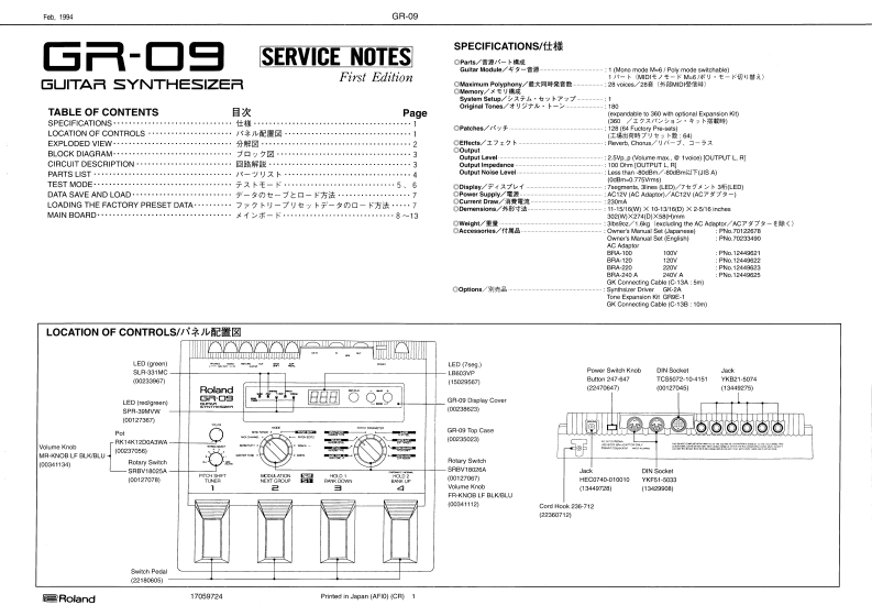 ROLAND_GR-09_维修手册电器原理图