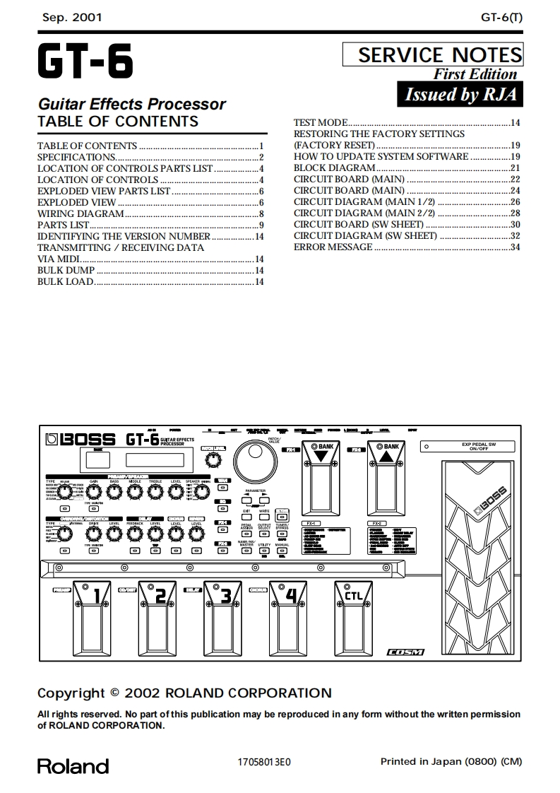 ROLAND_GT-6_维修手册电器原理图