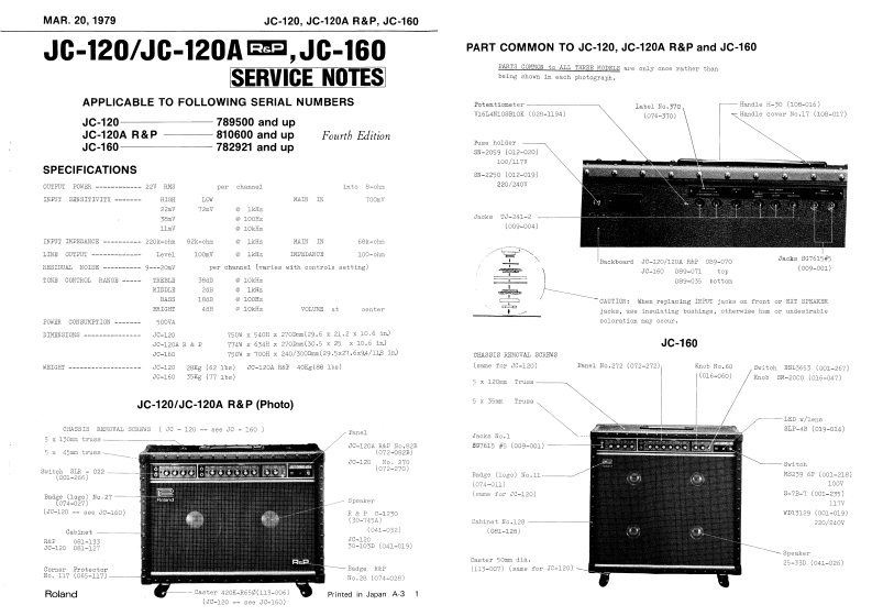 ROLAND_JC-120_JC-160_维修手册电器原理图_4th