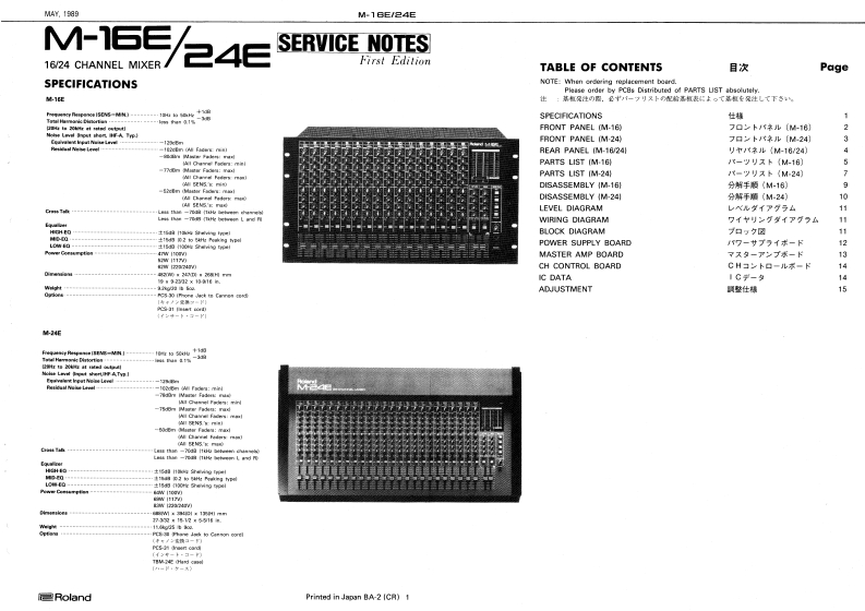 ROLAND_M-16E_维修手册电器原理图