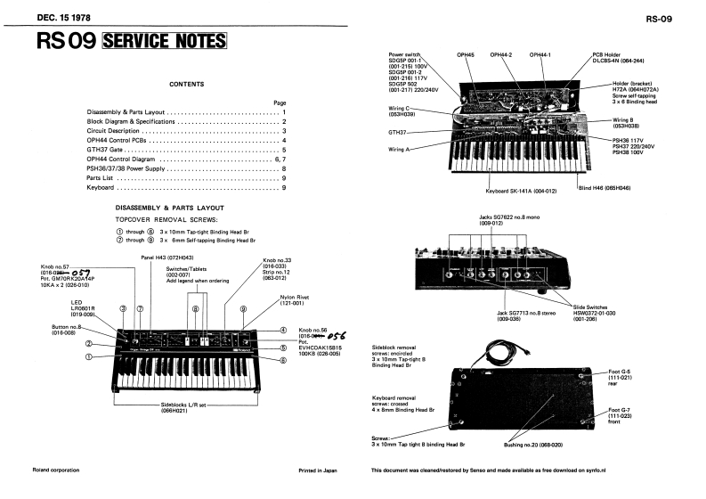 ROLAND_RS-09_维修手册电器原理图-1st