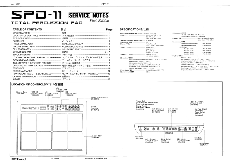 ROLAND_SPD-11_维修手册电器原理图