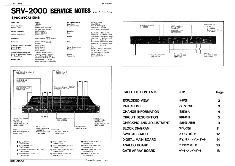 ROLAND_SRV-2000_维修手册电器原理图