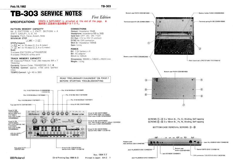 ROLAND_TB-303_维修手册电器原理图