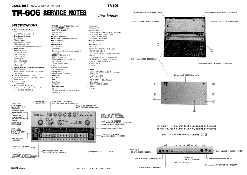 ROLAND_TR-606_维修手册电器原理图