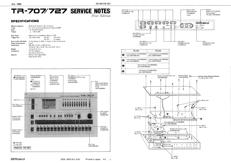 ROLAND_TR-707_维修手册电器原理图
