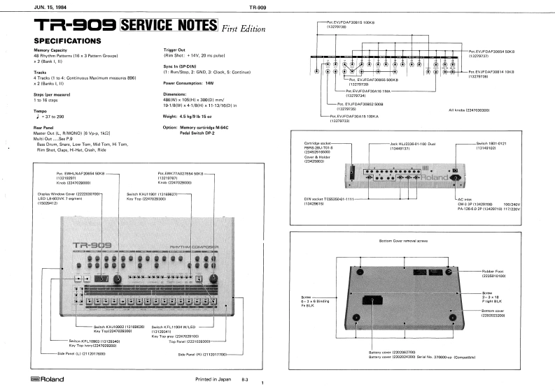 ROLAND_TR-909_维修手册电器原理图