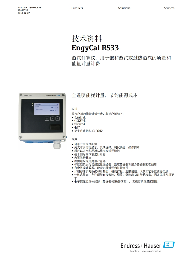 RS33蒸汽计算仪技术资料