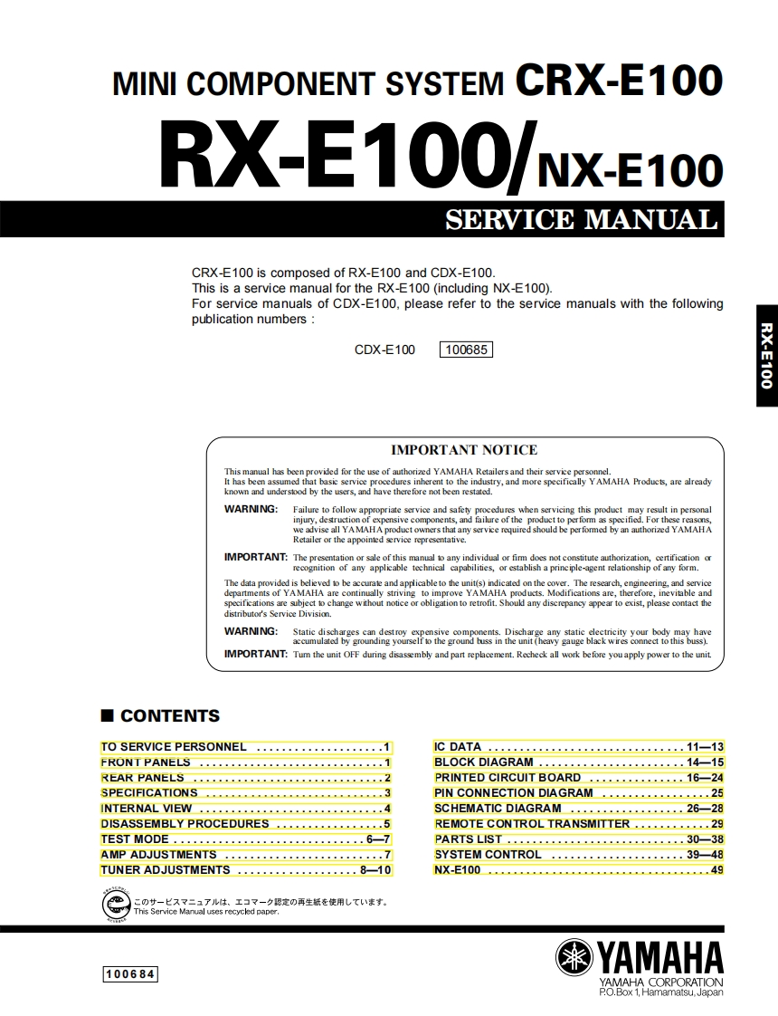 RXE-E100-service-pdf-SERVICE-MANUAL维修手册