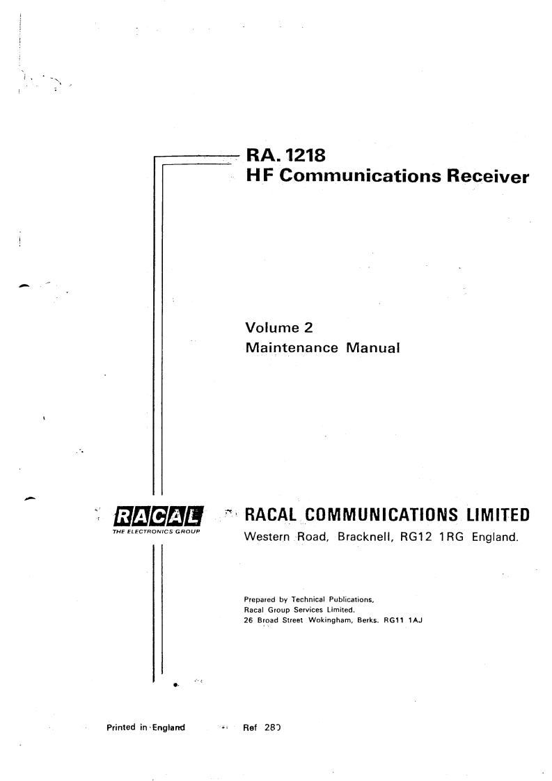 Racal_RA-1218-(Maintenance-Manual操作说明书手册)-Vol.2