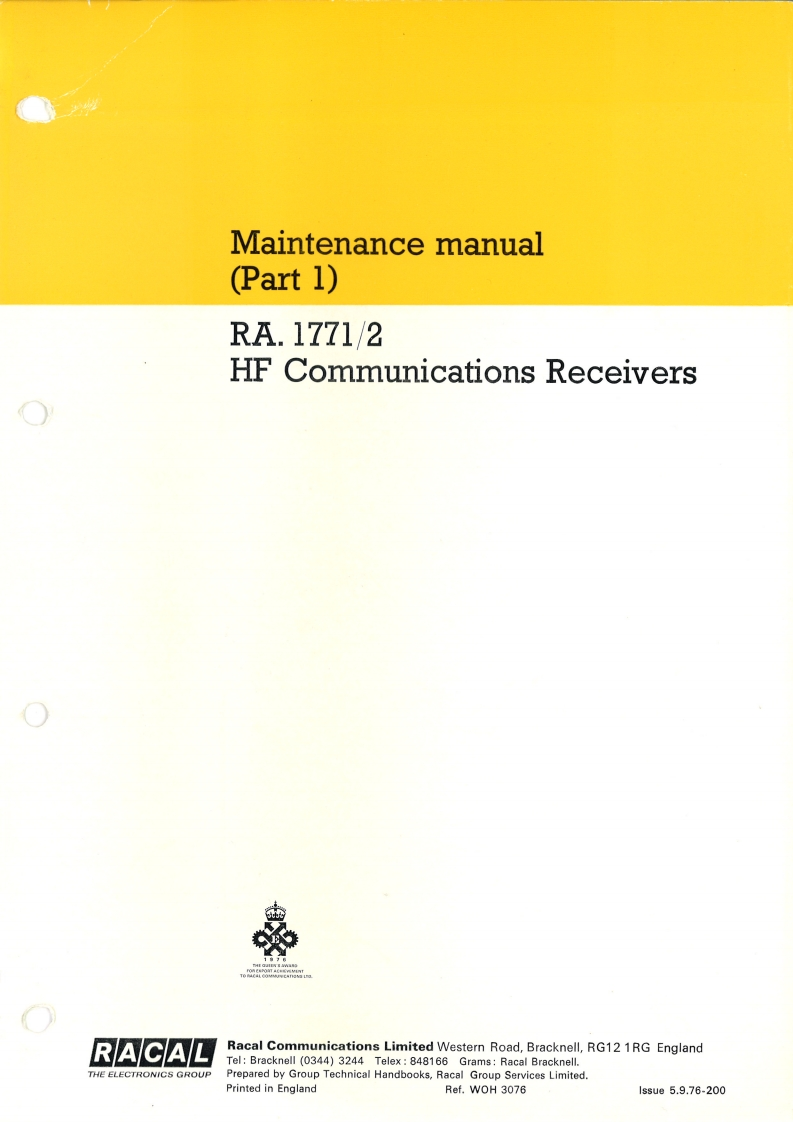 Racal_RA-1771_72-(Maintenance-Manual操作说明书手册)-Part1