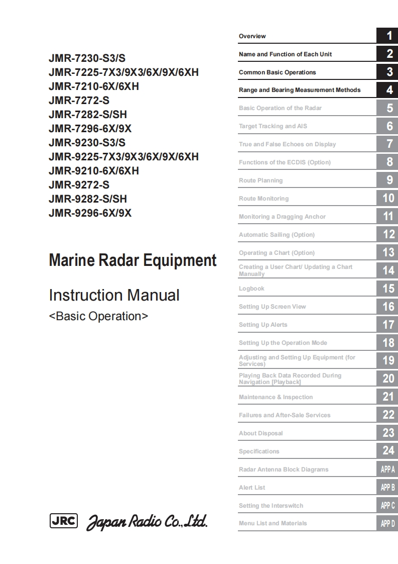 RadarSea-JRC-JMR-7200-9200-安装操作说明书手册-Basic-17-7-2025